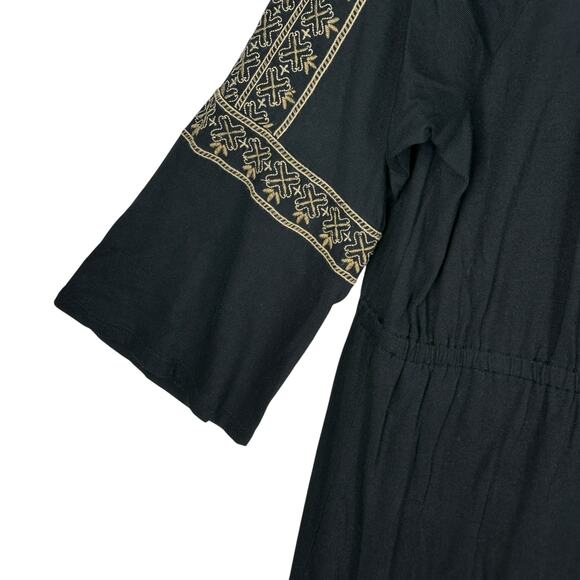 J.Jill Peasant Dress Size XL Petite Embroidered Tassels Boho 3/4 Sleeve Knit - Picture 7 of 11